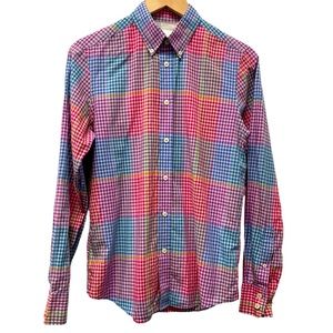 Ben Sherman Plaid Shirt Mens Small Multicolor Gingham Preppy Casual Button Down